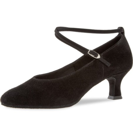 075-068-001 - Chaussures de danse standard en nubuck noir, talons de 5 cm - Diamant