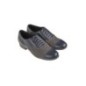 077-025-455 - Chaussures de danse pieds larges en cuir bleu et nubuck gris talons 2cm - Diamant