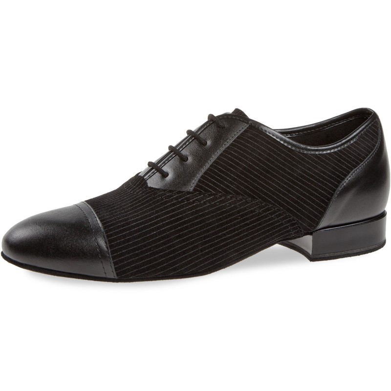 077-075-165 - Chaussures de danse en cuir et nubuck noir talons 2cm - Diamant