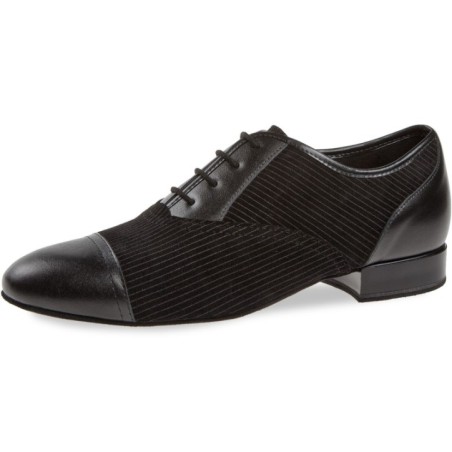 077-075-165 - Chaussures de danse en cuir et nubuck noir talons 2cm - Diamant