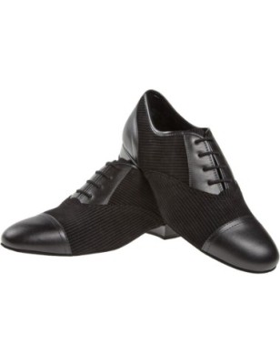 077-075-165 - Chaussures de danse en cuir et nubuck noir talons 2cm - Diamant