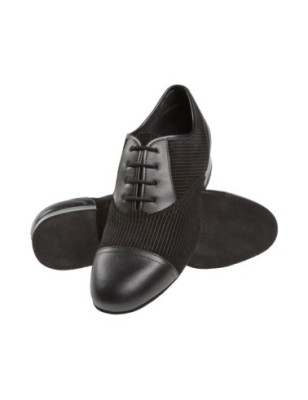 077-075-165 - Chaussures de danse en cuir et nubuck noir talons 2cm - Diamant