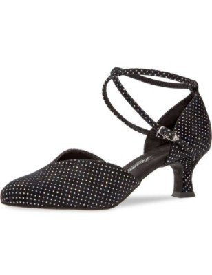 105-068-155 - Chaussures de danse en V en nubuck noir pailleté à talons 5cm - Diamant
