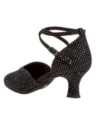 105-068-155 - Chaussures de danse en V en nubuck noir pailleté à talons 5cm - Diamant