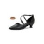 107-013-034 - Chaussures de danse en V en cuir noir, semelle confort à talon 4,2 cm - Diamant