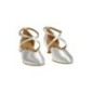 107-013-092 - Chaussures de danse en V en satin blanc, semelle confort, talon 4,2 cm - Diamant