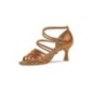 108-087-379 - Chaussures de danse latine à brides en satin tan, talon 6,5cm - Diamant