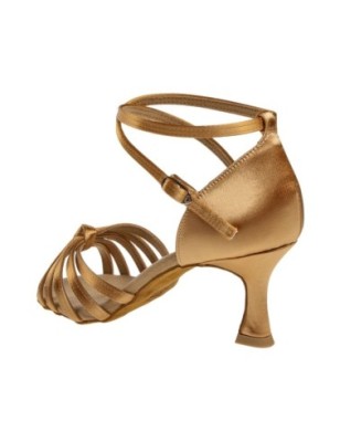 109-087-087 - Chaussures de danses latines en satin bronze à bride, talon de 6,5cm - Diamant
