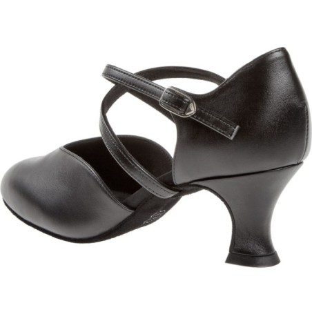 113-009-034 - Chaussures de danse en V et cuir noir à talons de bobine de 5,5cm - Diamant
