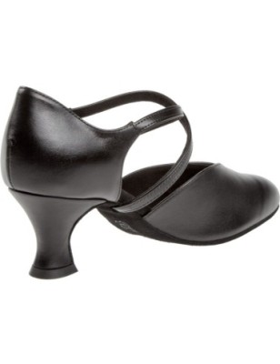 113-009-034 - Chaussures de danse en V et cuir noir à talons de bobine de 5,5cm - Diamant