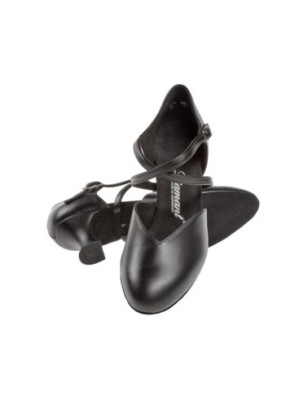 113-009-034 - Chaussures de danse en V et cuir noir à talons de bobine de 5,5cm - Diamant