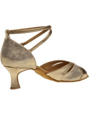 141-077-464 - Chaussures de danse en cuir nubuck et verni doré avec talons de 5cm - Diamant