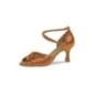 141-087-379 - Chaussures de danses latines en satin tan, talons flare 6,5cm - Diamant