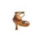 141-087-379 - Chaussures de danses latines en satin tan, talons flare 6,5cm - Diamant