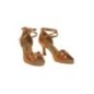 141-087-379 - Chaussures de danses latines en satin tan, talons flare 6,5cm - Diamant