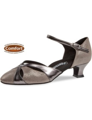 142-014-466 - Chaussures de danse bronze pieds larges, semelle confort et talon 4,2cm - Diamant