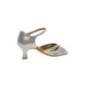 144-077-246 - Chaussures de danse en cuir blanc et argent à talon évasé de 5cm - Diamant