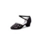 Sabrine 530-35 - Chaussures de danse en nubuck noir ajouré et talons cubain - Anna Kern