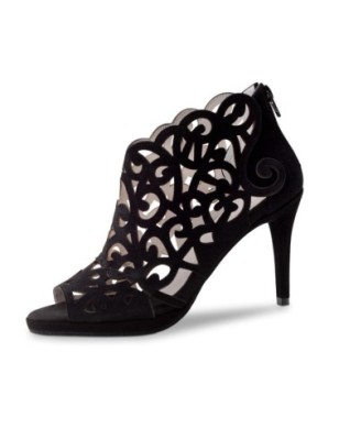 Fleur 830-80 - Chaussures de danse ouvertes pour femme en cuir chevreau velours noir - Anna Kern