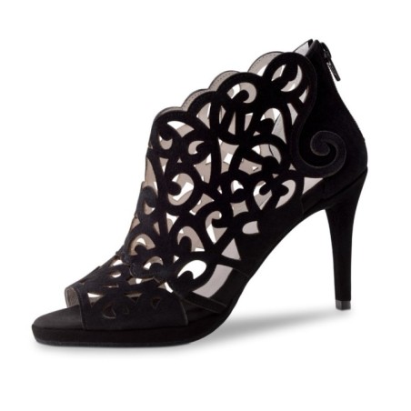 Fleur 830-80 - Chaussures de danse ouvertes pour femme en cuir chevreau velours noir - Anna Kern