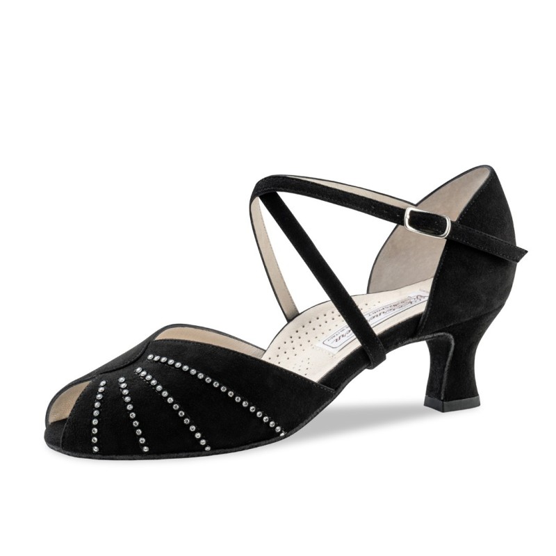 Sonia - Chaussures de danse de salon ouvertes en nubuck et strass - Werner Kern Sonia - Chaussures de danse de salon ouvertes en nubuck et strass - Werner Kern