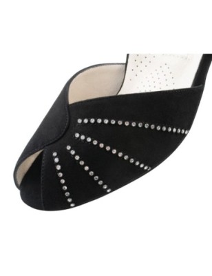 Sonia - Chaussures de danse de salon ouvertes en nubuck et strass - Werner Kern