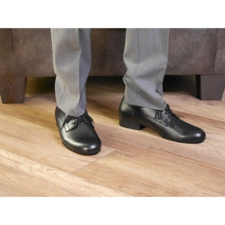 179-025-028 - Chaussures de danse en cuir noir pour homme talon de 2cm- Diamant