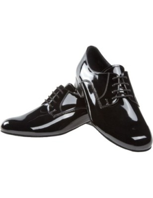 179-025-038 - Chaussures de danse noir vernies pour homme talon de 2cm- Diamant