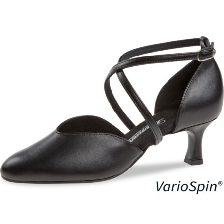170-106-034-V - Chaussure en cuir véritable noir talon de 5cm- Diamant