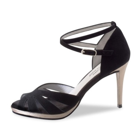 Giselle 910-80 - Chaussures de danse daim noir et talons nappa antik - Anna Kern