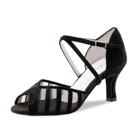 Adline 569-60 - Chaussures de danse velours noir et résille - Anna Kern