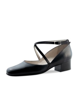Marion35 - Chaussures de danse femme en cuir noir à talons carré de 3,5 cm - Werner Kern