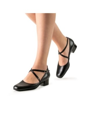 Marion35 - Chaussures de danse femme en cuir noir à talons carré de 3,5 cm - Werner Kern