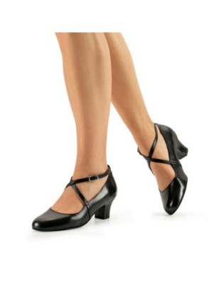 Sidney - Chaussures de danse à talons cubain pour femme en cuir noir - Werner Kern