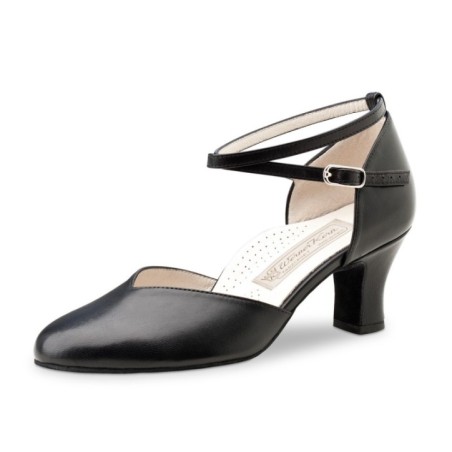 Kyra - Chaussures de danse pour femme en cuir noir avec coupe en V - Werner Kern
