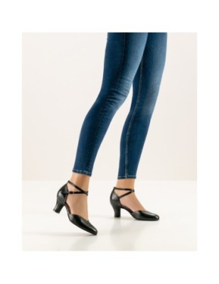 Kyra - Chaussures de danse pour femme en cuir noir avec coupe en V - Werner Kern