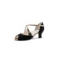 Gaby - Chaussures ouvertes pour femme en chevreau velours noir et lanière cuir antik - Werner Kern