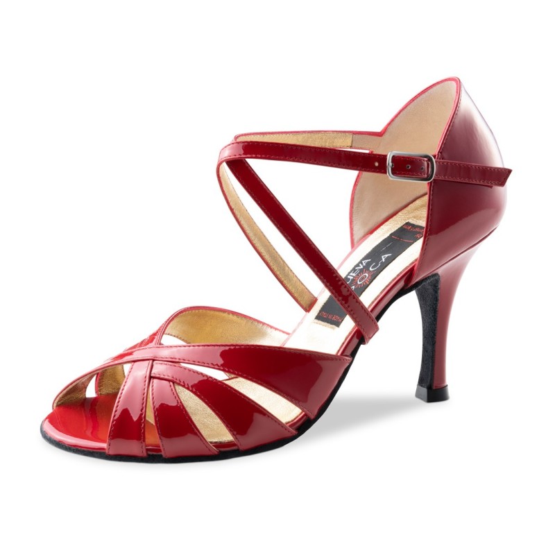 Adora - Chaussure de danse à laçage en cuir verni rouge - Nueva Epoca