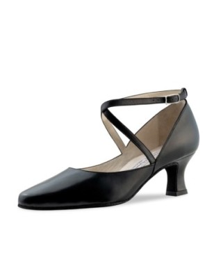 Shirley - Chaussures de danse avec lanières croisées sur la cheville pour femme en cuir noir - Werner Kern