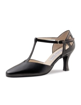 Andrea65 - Chaussures de danse fermées pour femme en cuir noir avec brides en forme de T - Werner Kern