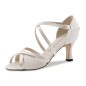 JULYWHITELS - Chaussures de mariage et de danse en satin blanc avec semelle en cuir - Werner Kern