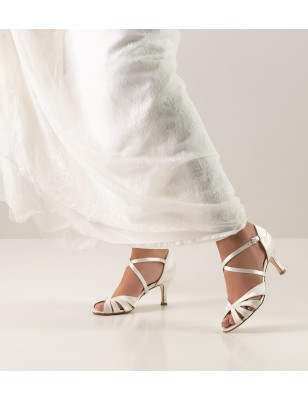 PARISLS - Chaussures de mariage en satin blanc avec semelle extérieur - Nueva Epoca