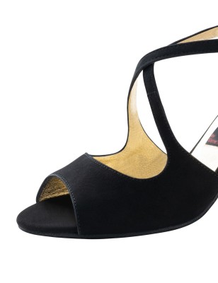 Joy - Chaussures de danse ouvertes en cuir suède noir pour pieds fins - Nueva Epoca