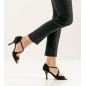 Joy - Chaussures de danse ouvertes en cuir suède noir pour pieds fins - Nueva Epoca Joy - Chaussures de danse ouvertes en cuir suède noir pour pieds fins - Nueva Epoca