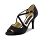 Joy - Chaussures de danse ouvertes en cuir suède noir pour pieds fins - Nueva Epoca Joy - Chaussures de danse ouvertes en cuir suède noir pour pieds fins - Nueva Epoca