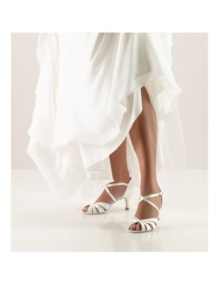 Paris - Chaussures de danse ouvertes en satin blanc pour l'intérieur - Nueva Epoca
