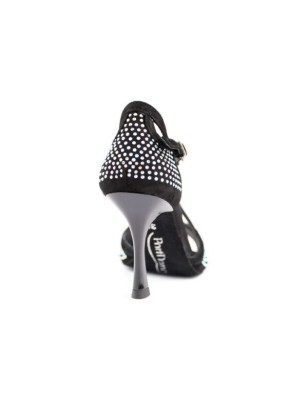 PD507 - Chaussures en nubuck noire strass blanc pour femme - PortDance