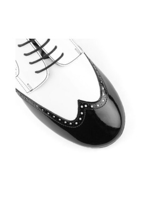 PD042 - Chaussures de tango en vernis noir et blanc - PortDance