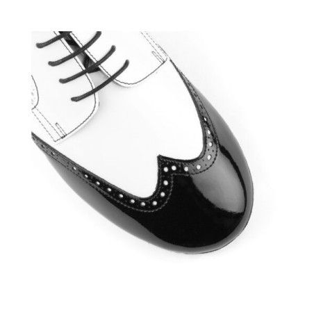 PD042 - Chaussures de tango en vernis noir et blanc - PortDance
