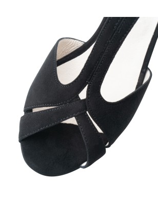 Francis - Chaussures classique ouvertes pour danser en chevreau velours noir - Werner Kern